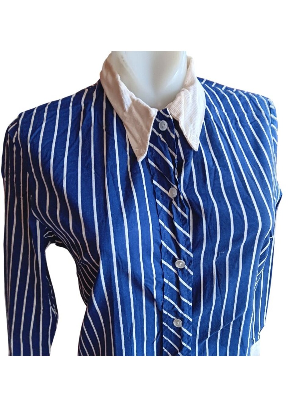 True Vintage Shirt Dress 11 Juniors 1960's Striped Mod Garage Band Button-Down